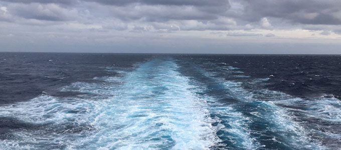 Ships' wake leaving Portsmouth